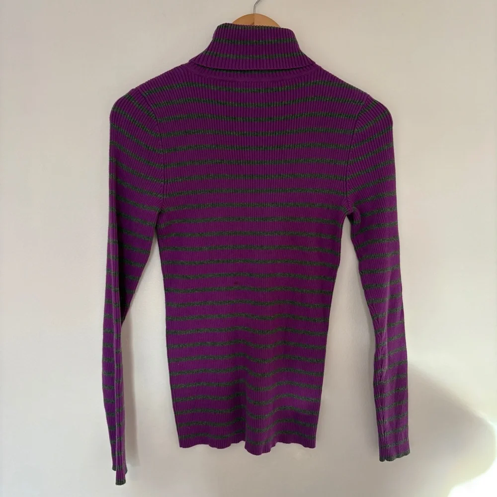 Ralph Lauren Purple and Gray Striped Knit Sweater - Picture 6 of 7